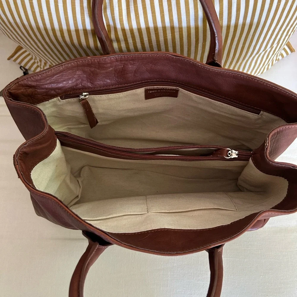Mark & Graham Brown Leather Tote Classic Design - Picture 6 of 10